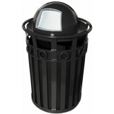 WITT Oakley Collection Decorative Outdoor Waste Receptacle with Dome Top - 40 Gallon, Black